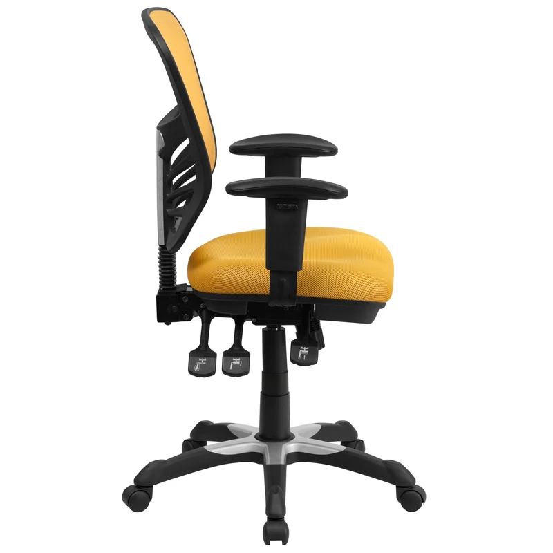 Mid-Back Mesh Triple Paddle Swivel Ergonomic Office Chair with Adjustable Arms