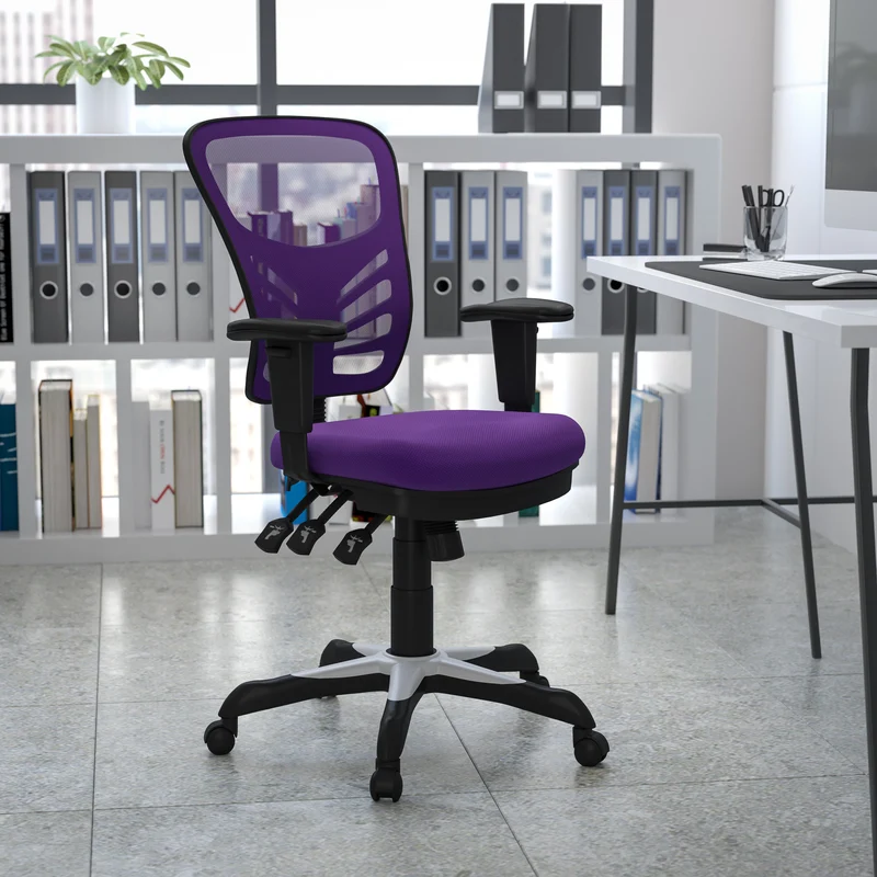Mid-Back Mesh Triple Paddle Swivel Ergonomic Office Chair with Adjustable Arms