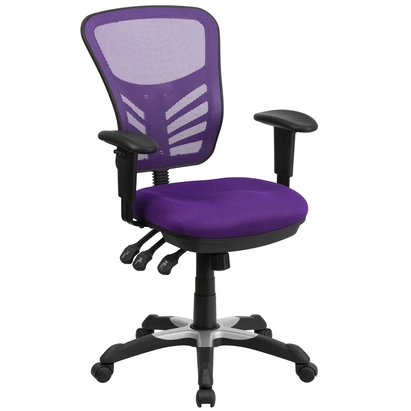 Mid-Back Mesh Triple Paddle Swivel Ergonomic Office Chair with Adjustable Arms