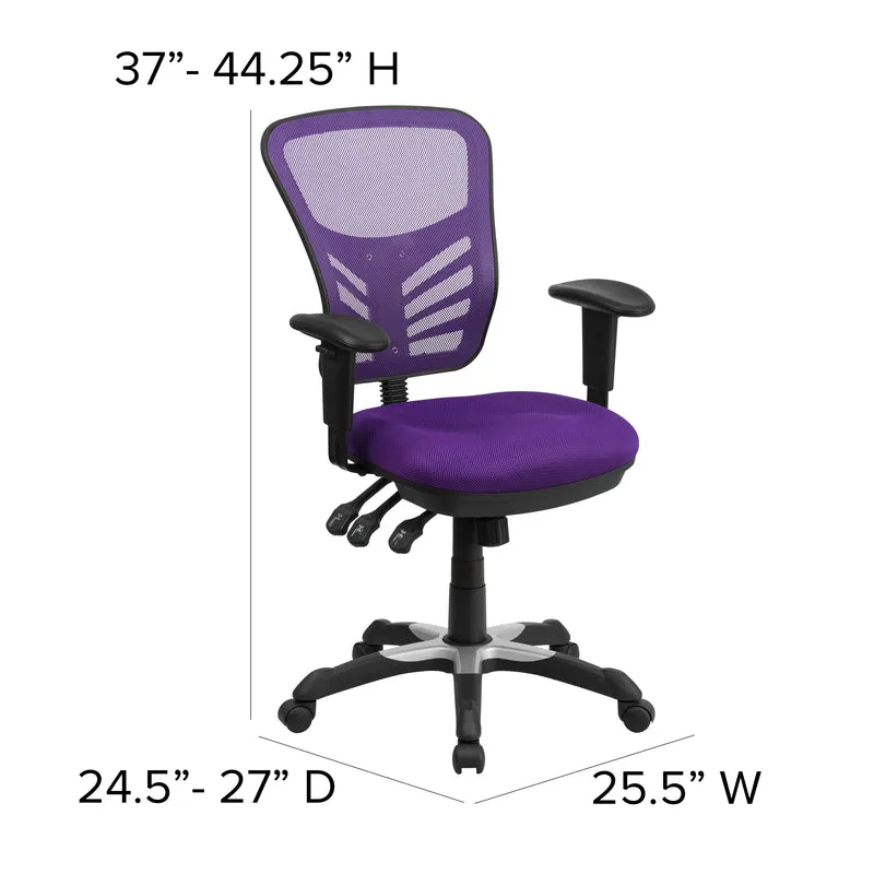 Mid-Back Mesh Triple Paddle Swivel Ergonomic Office Chair with Adjustable Arms