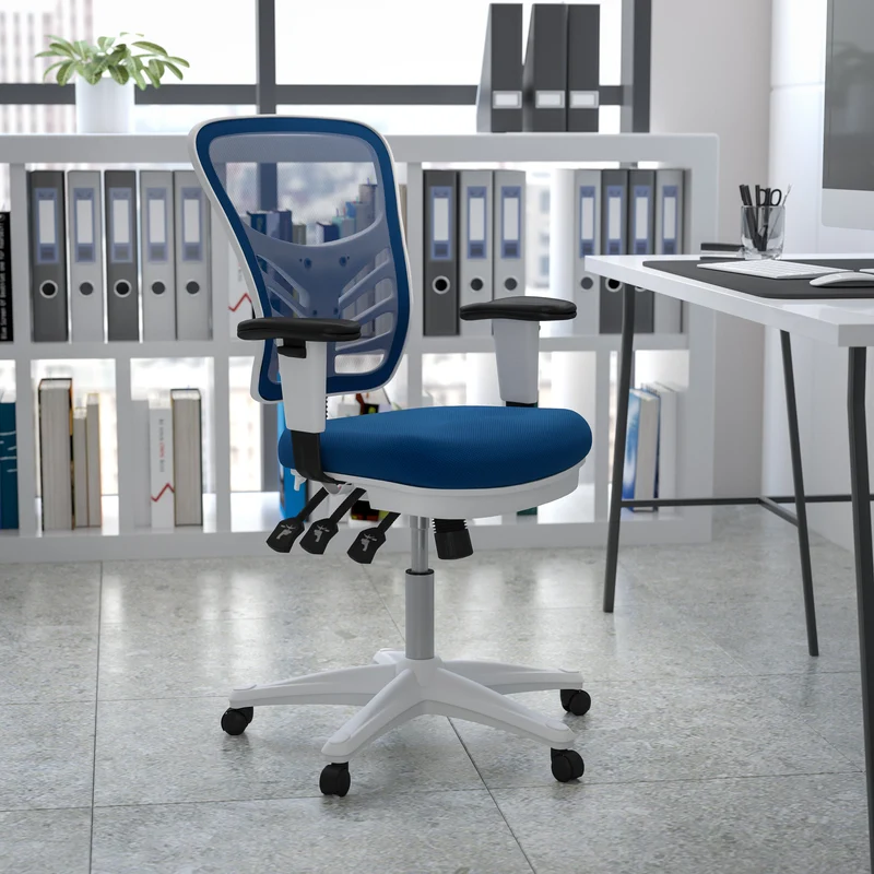 Mid-Back Mesh Triple Paddle Swivel Ergonomic Office Chair with Adjustable Arms