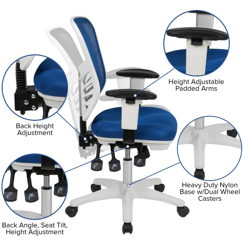 Mid-Back Mesh Triple Paddle Swivel Ergonomic Office Chair with Adjustable Arms