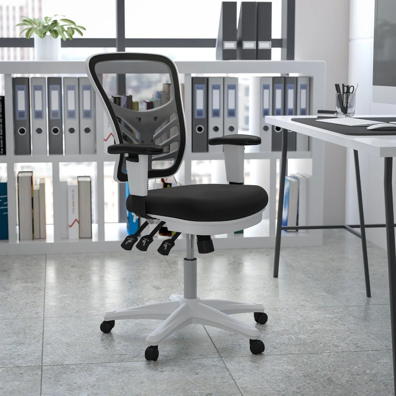 Mid-Back Mesh Triple Paddle Swivel Ergonomic Office Chair with Adjustable Arms
