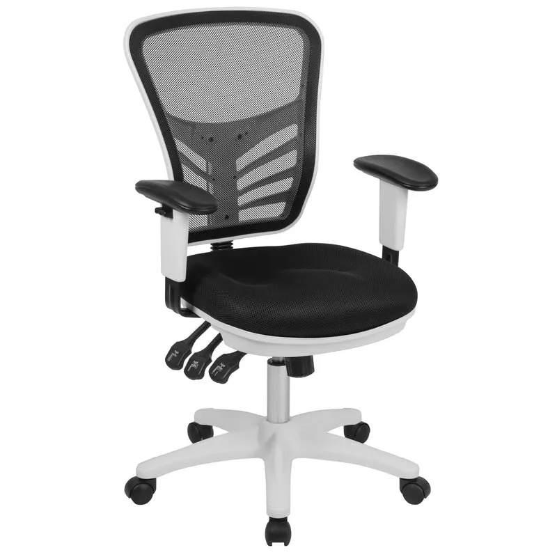 Mid-Back Mesh Triple Paddle Swivel Ergonomic Office Chair with Adjustable Arms