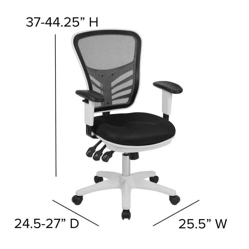 Mid-Back Mesh Triple Paddle Swivel Ergonomic Office Chair with Adjustable Arms