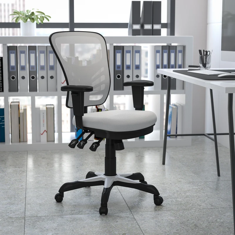 Mid-Back Mesh Triple Paddle Swivel Ergonomic Office Chair with Adjustable Arms