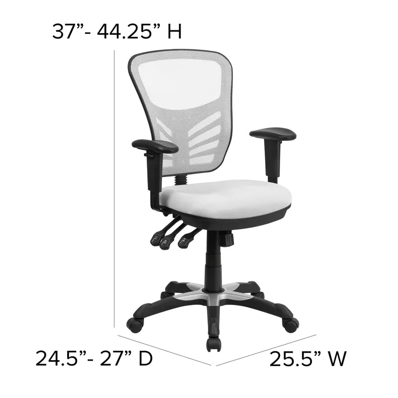 Mid-Back Mesh Triple Paddle Swivel Ergonomic Office Chair with Adjustable Arms