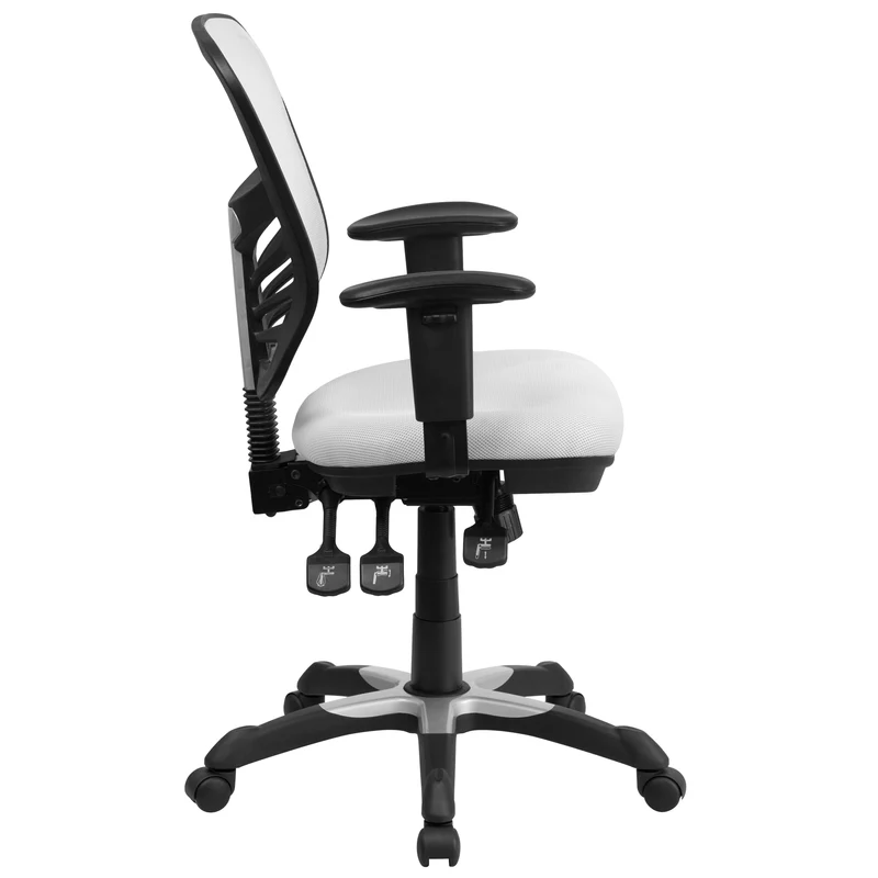 Mid-Back Mesh Triple Paddle Swivel Ergonomic Office Chair with Adjustable Arms