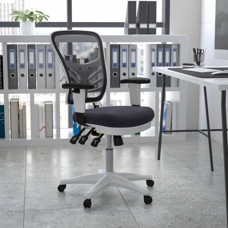 Mid-Back Mesh Triple Paddle Swivel Ergonomic Office Chair with Adjustable Arms