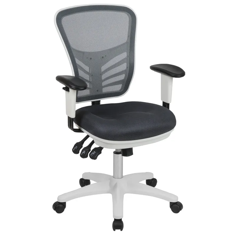 Mid-Back Mesh Triple Paddle Swivel Ergonomic Office Chair with Adjustable Arms