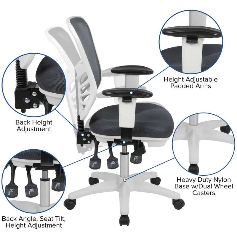 Mid-Back Mesh Triple Paddle Swivel Ergonomic Office Chair with Adjustable Arms