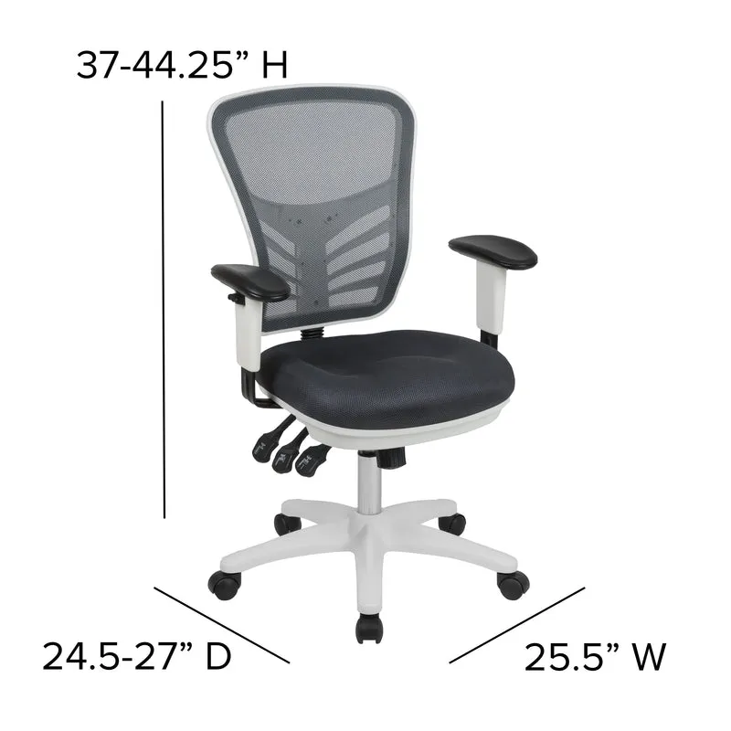 Mid-Back Mesh Triple Paddle Swivel Ergonomic Office Chair with Adjustable Arms
