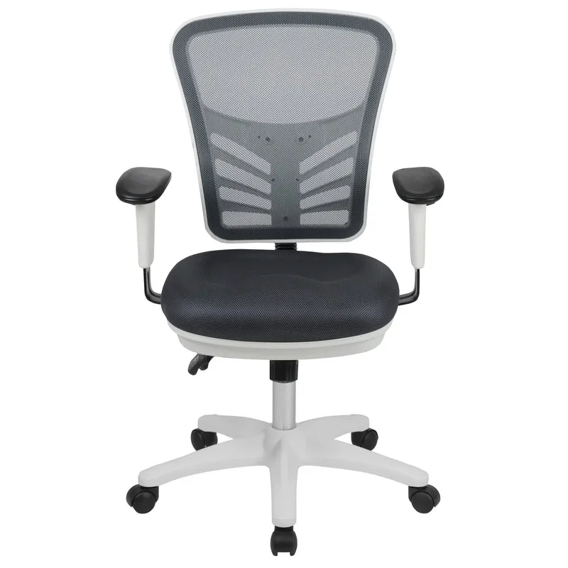 Mid-Back Mesh Triple Paddle Swivel Ergonomic Office Chair with Adjustable Arms