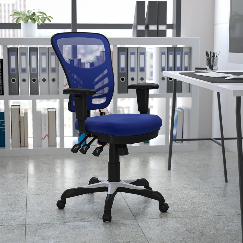 Mid-Back Mesh Triple Paddle Swivel Ergonomic Office Chair with Adjustable Arms