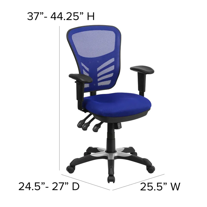 Mid-Back Mesh Triple Paddle Swivel Ergonomic Office Chair with Adjustable Arms