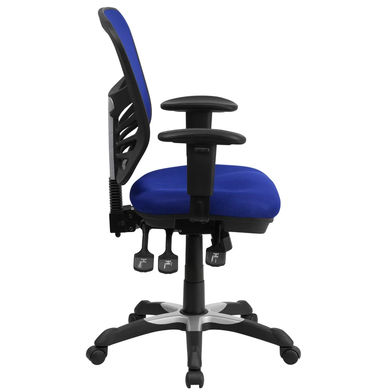 Mid-Back Mesh Triple Paddle Swivel Ergonomic Office Chair with Adjustable Arms