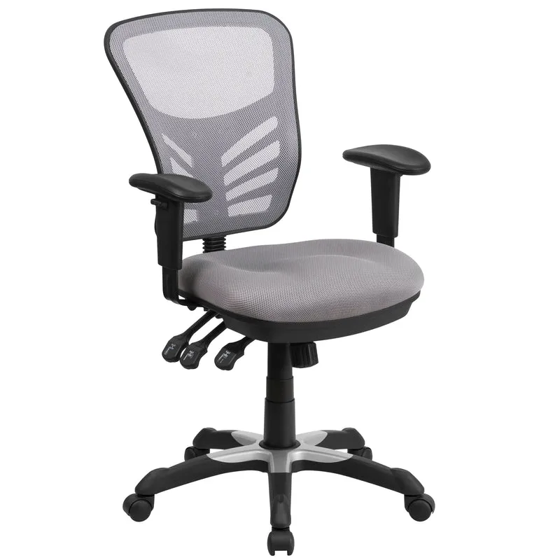 Mid-Back Mesh Triple Paddle Swivel Ergonomic Office Chair with Adjustable Arms