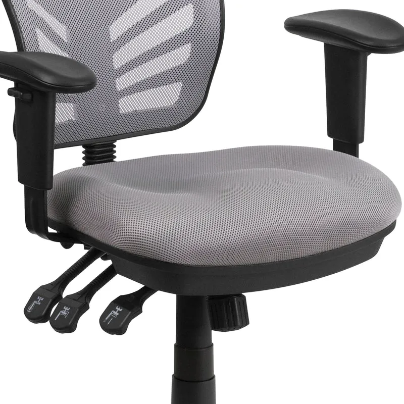 Mid-Back Mesh Triple Paddle Swivel Ergonomic Office Chair with Adjustable Arms