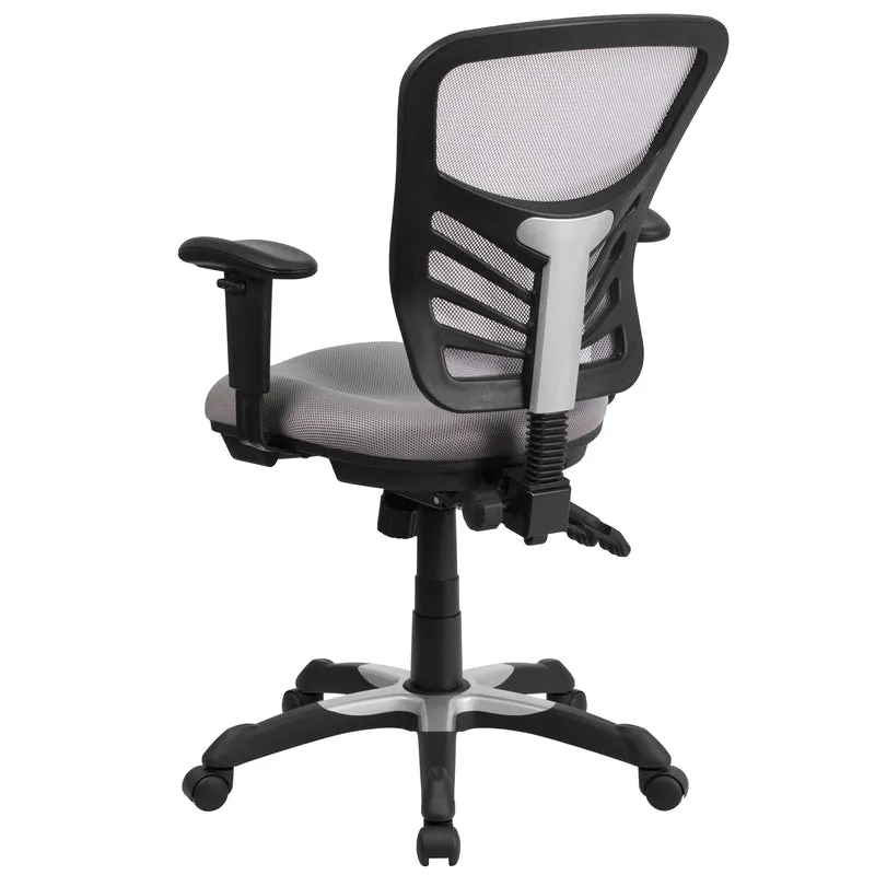 Mid-Back Mesh Triple Paddle Swivel Ergonomic Office Chair with Adjustable Arms