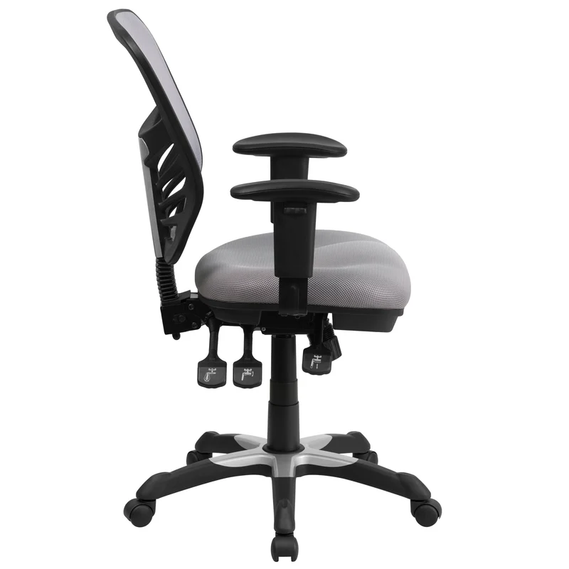 Mid-Back Mesh Triple Paddle Swivel Ergonomic Office Chair with Adjustable Arms