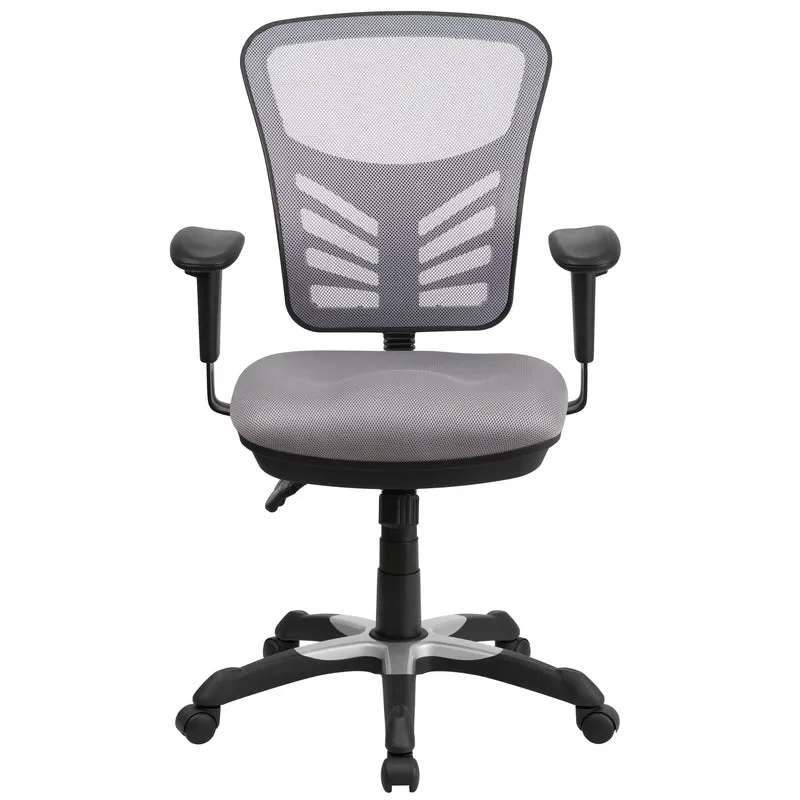 Mid-Back Mesh Triple Paddle Swivel Ergonomic Office Chair with Adjustable Arms