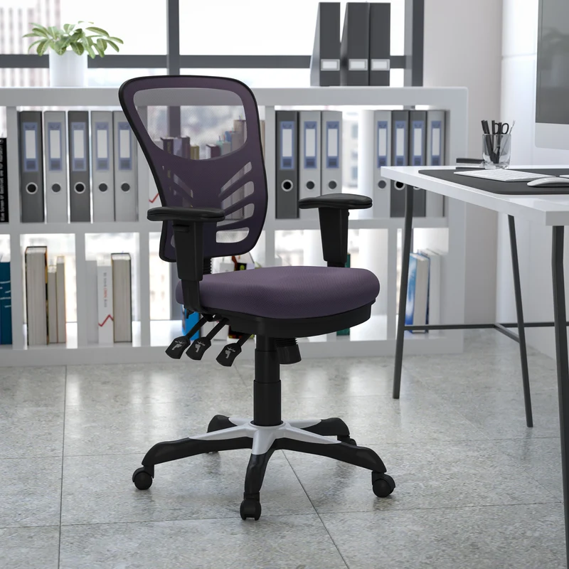 Mid-Back Mesh Triple Paddle Swivel Ergonomic Office Chair with Adjustable Arms