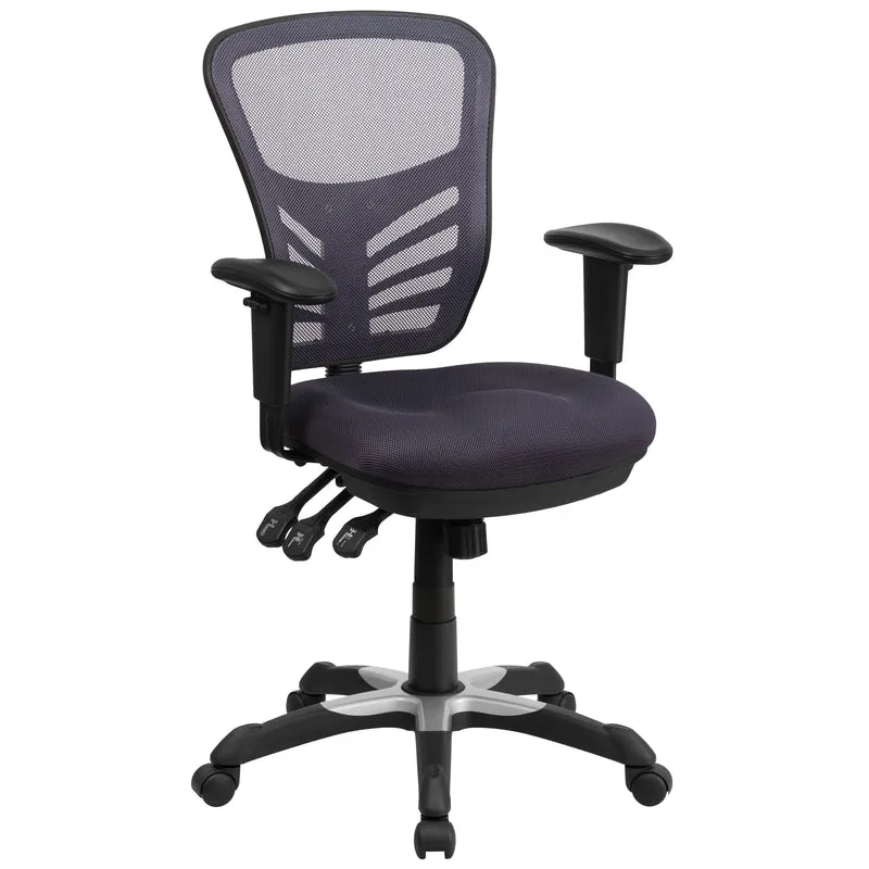 Mid-Back Mesh Triple Paddle Swivel Ergonomic Office Chair with Adjustable Arms