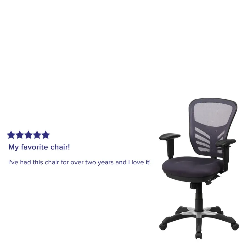 Mid-Back Mesh Triple Paddle Swivel Ergonomic Office Chair with Adjustable Arms