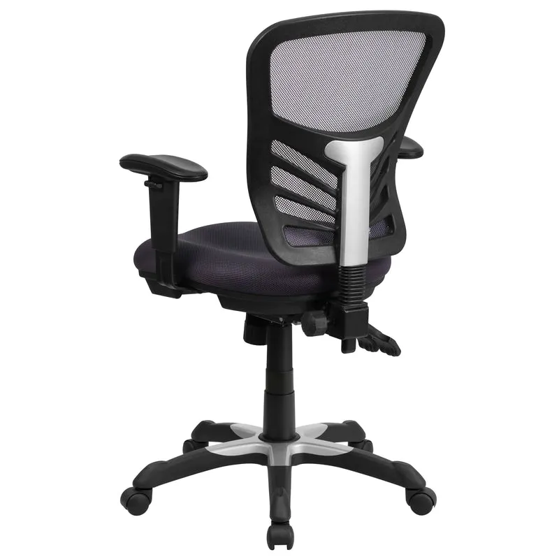 Mid-Back Mesh Triple Paddle Swivel Ergonomic Office Chair with Adjustable Arms