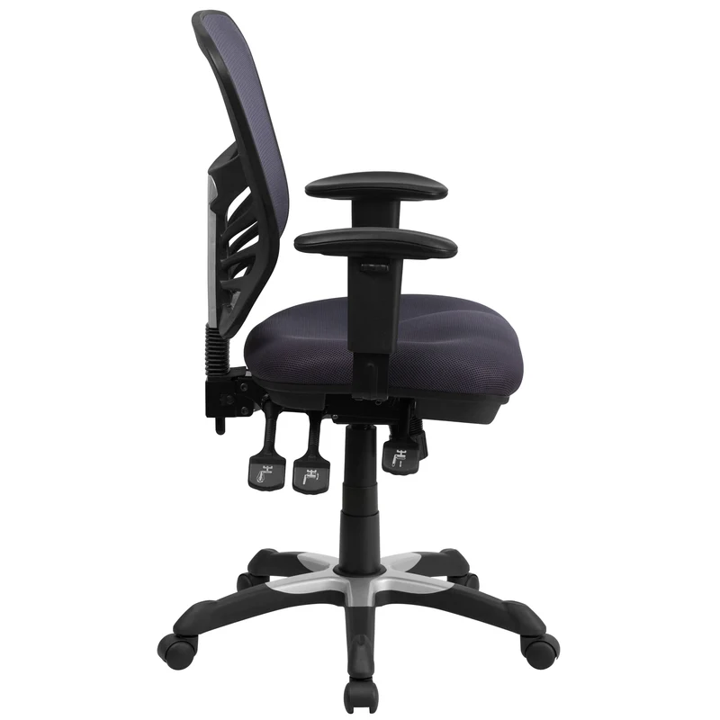 Mid-Back Mesh Triple Paddle Swivel Ergonomic Office Chair with Adjustable Arms