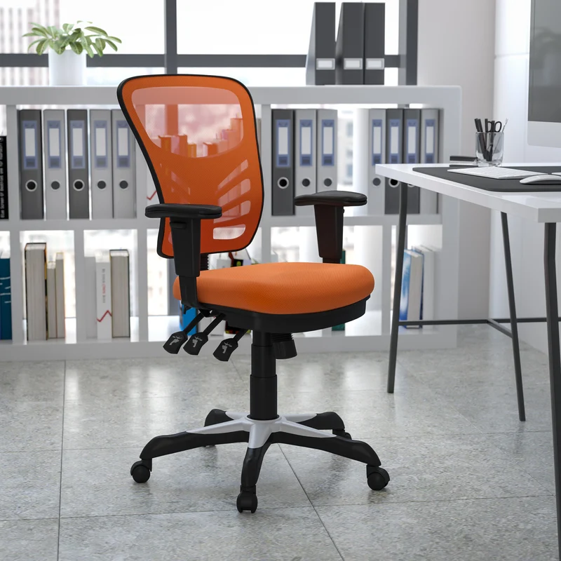 Mid-Back Mesh Triple Paddle Swivel Ergonomic Office Chair with Adjustable Arms