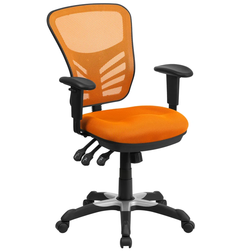Mid-Back Mesh Triple Paddle Swivel Ergonomic Office Chair with Adjustable Arms