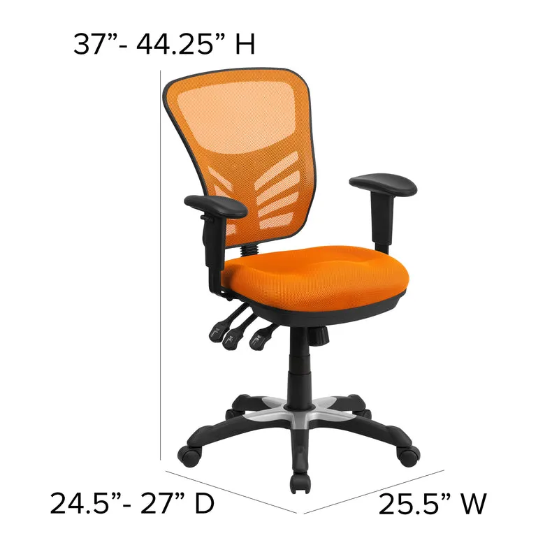 Mid-Back Mesh Triple Paddle Swivel Ergonomic Office Chair with Adjustable Arms