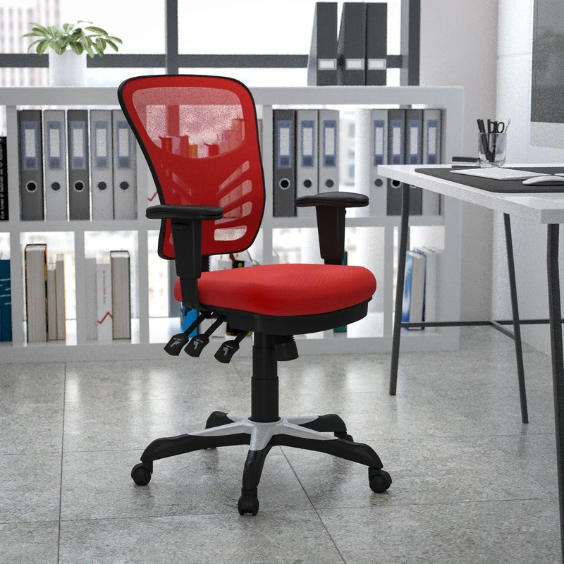 Mid-Back Mesh Triple Paddle Swivel Ergonomic Office Chair with Adjustable Arms