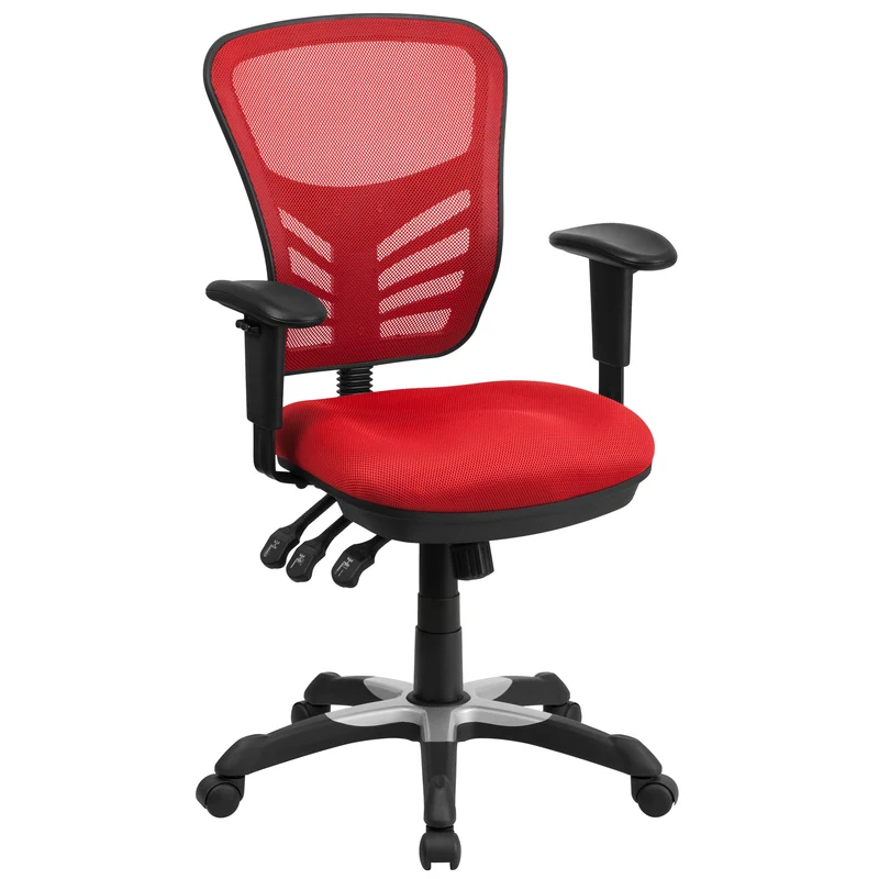 Mid-Back Mesh Triple Paddle Swivel Ergonomic Office Chair with Adjustable Arms