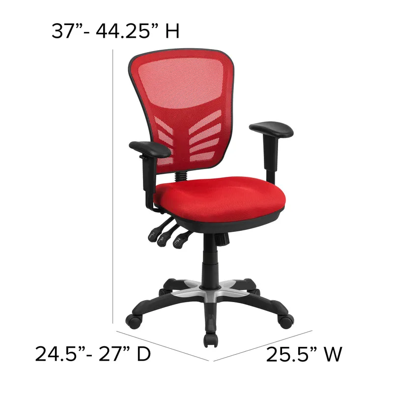 Mid-Back Mesh Triple Paddle Swivel Ergonomic Office Chair with Adjustable Arms