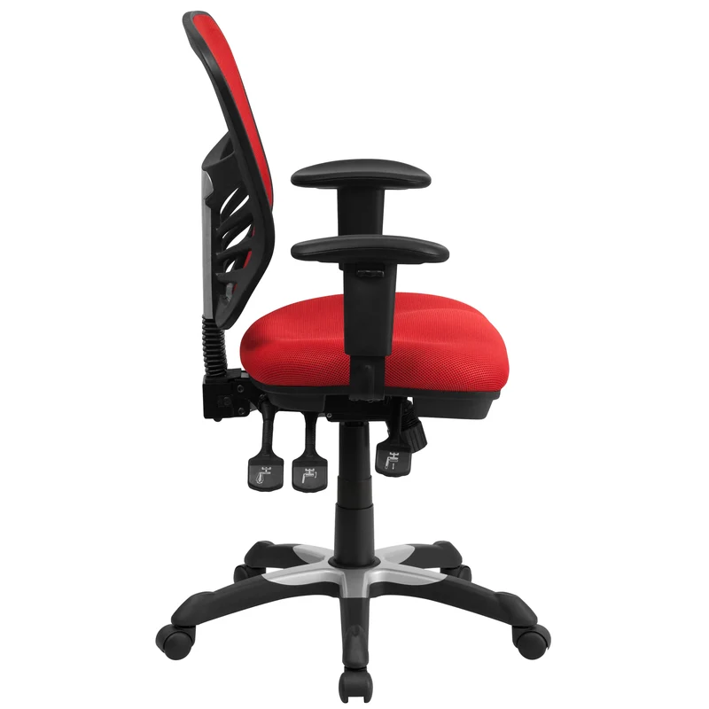 Mid-Back Mesh Triple Paddle Swivel Ergonomic Office Chair with Adjustable Arms