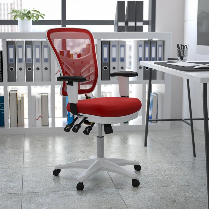 Mid-Back Mesh Triple Paddle Swivel Ergonomic Office Chair with Adjustable Arms