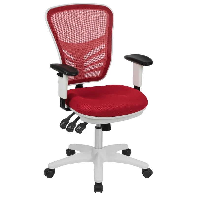 Mid-Back Mesh Triple Paddle Swivel Ergonomic Office Chair with Adjustable Arms