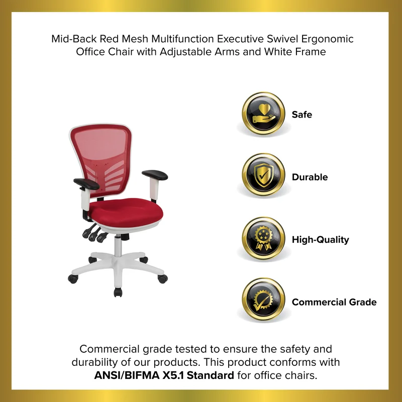 Mid-Back Mesh Triple Paddle Swivel Ergonomic Office Chair with Adjustable Arms