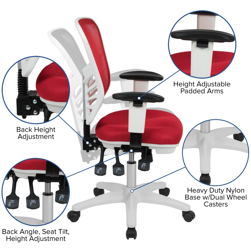 Mid-Back Mesh Triple Paddle Swivel Ergonomic Office Chair with Adjustable Arms