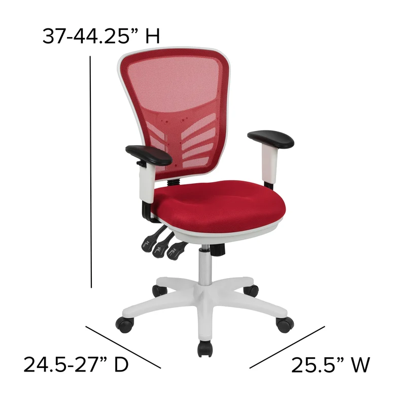 Mid-Back Mesh Triple Paddle Swivel Ergonomic Office Chair with Adjustable Arms
