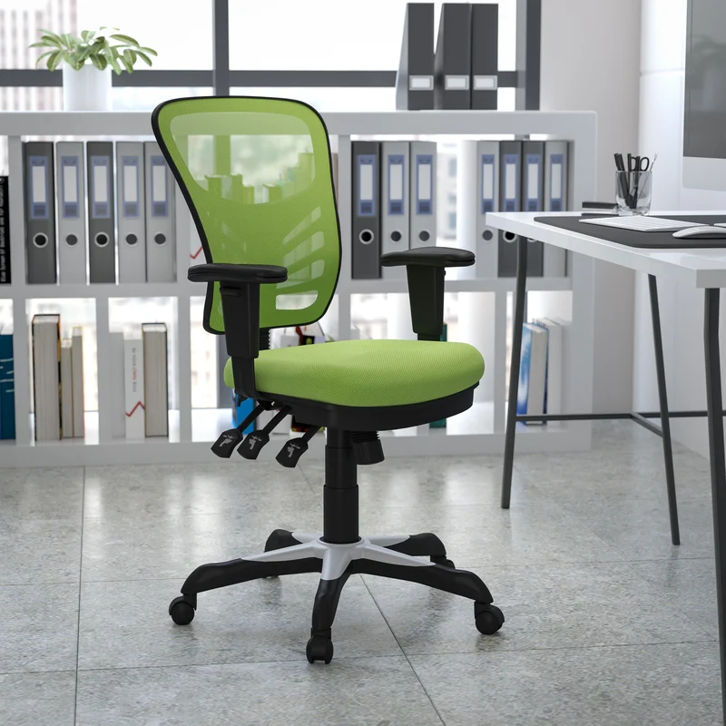 Mid-Back Mesh Triple Paddle Swivel Ergonomic Office Chair with Adjustable Arms
