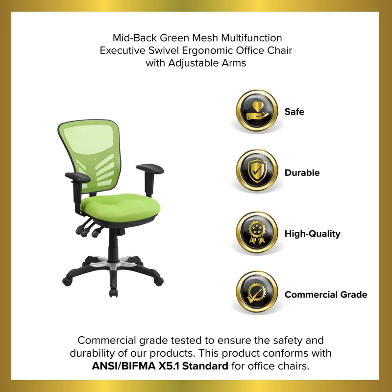 Mid-Back Mesh Triple Paddle Swivel Ergonomic Office Chair with Adjustable Arms