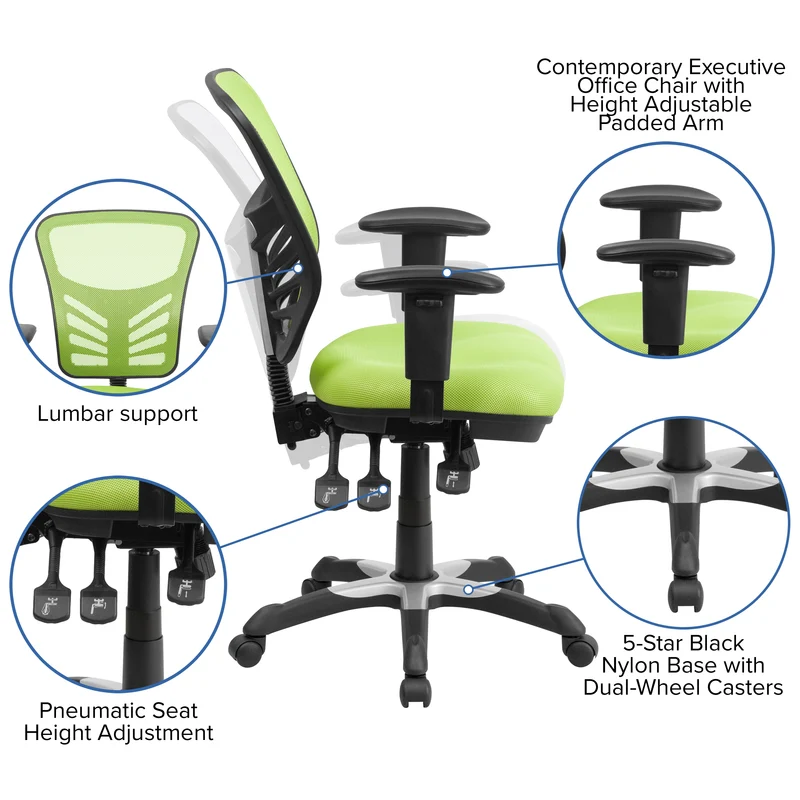 Mid-Back Mesh Triple Paddle Swivel Ergonomic Office Chair with Adjustable Arms