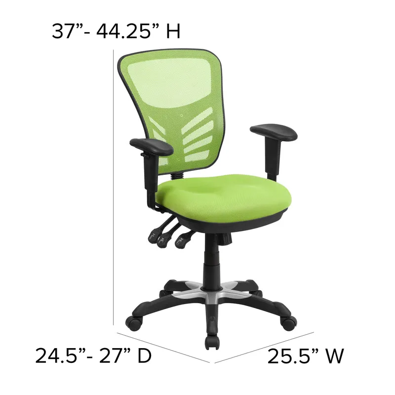 Mid-Back Mesh Triple Paddle Swivel Ergonomic Office Chair with Adjustable Arms