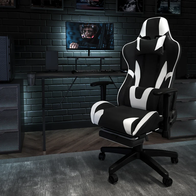 Z300 Gaming Racing Office Ergonomic PC Chair with Reclining Back and Footrest