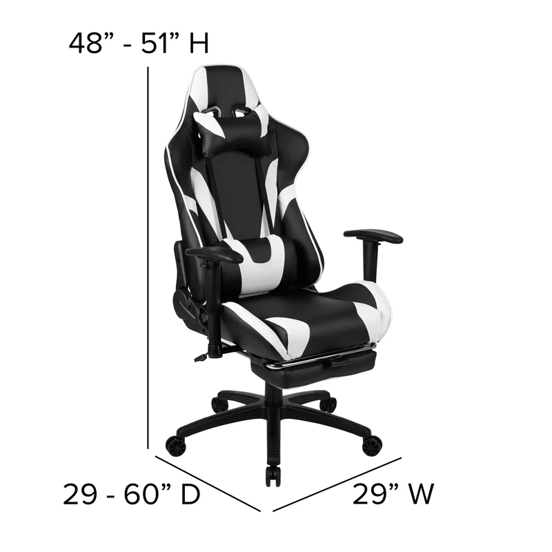 Z300 Gaming Racing Office Ergonomic PC Chair with Reclining Back and Footrest