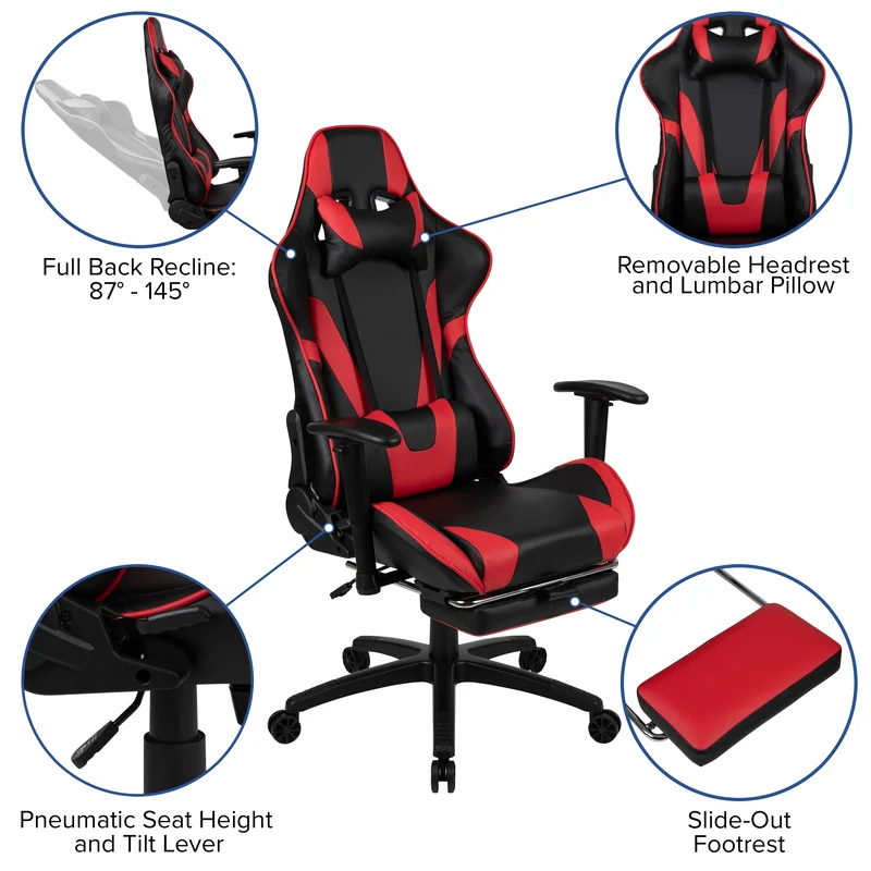 Z300 Gaming Racing Office Ergonomic PC Chair with Reclining Back and Footrest