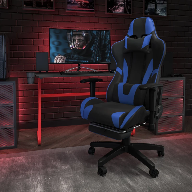 Z300 Gaming Racing Office Ergonomic PC Chair with Reclining Back and Footrest